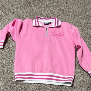 Barbie Pink Quarter-Zip Pullover with Stripes